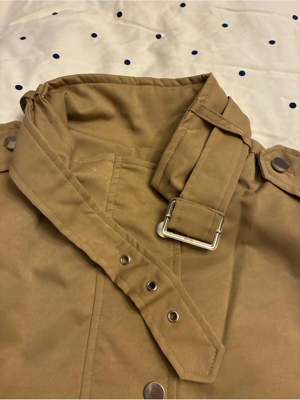 Classic Tan Trench Coat with Buckle Collar